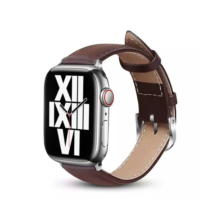 Pasek do Apple Watch Crong 42/44/45/49 mm Noble skórzany (brązowy)