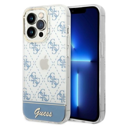 Etui GUESS Stripe Script Logo iPhone 14 Pro Max (niebieski)