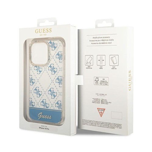 Etui GUESS Stripe Script Logo iPhone 14 Pro Max (niebieski)