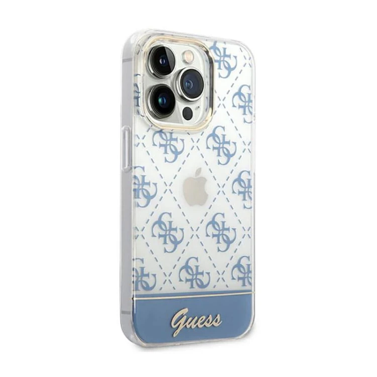Etui GUESS Stripe Script Logo iPhone 14 Pro Max (niebieski)