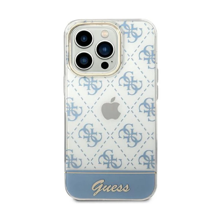 Etui GUESS Stripe Script Logo iPhone 14 Pro Max (niebieski)