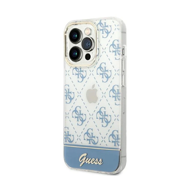 Etui GUESS Stripe Script Logo iPhone 14 Pro Max (niebieski)
