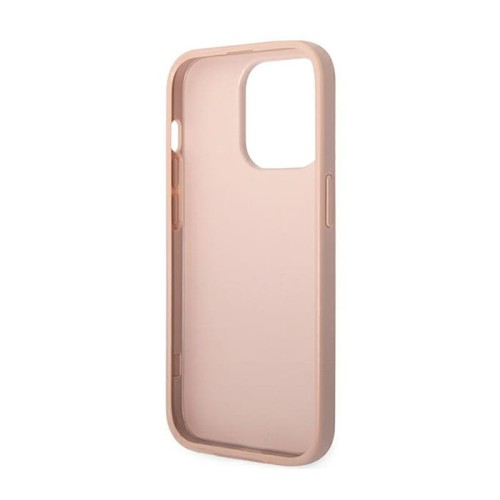 Etui GUESS Saffiano Metal Logo Stripes iPhone 14 Pro Max (różowy)
