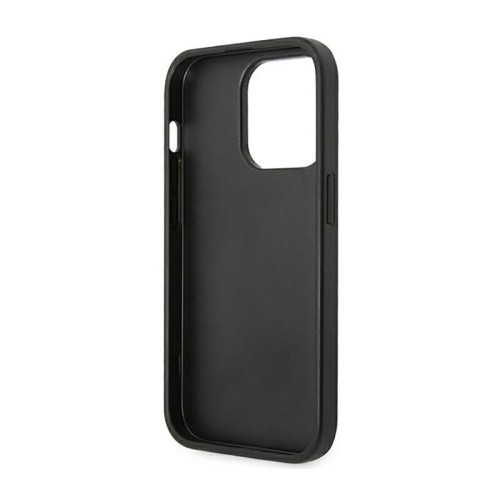 Etui GUESS Saffiano Metal Logo Stripes iPhone 14 Pro Max (czarny)