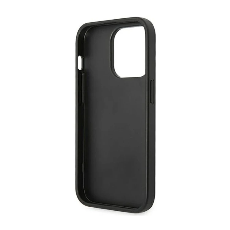 Etui GUESS Saffiano Metal Logo Stripes iPhone 14 Pro Max (czarny)
