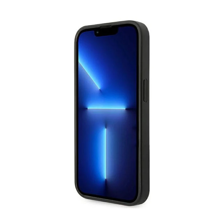 Etui GUESS Saffiano Metal Logo Stripes iPhone 14 Pro Max (czarny)