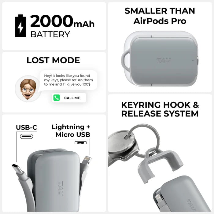 Powerbank Rolling Square TAU2 USB-C 3w1 (czarny)