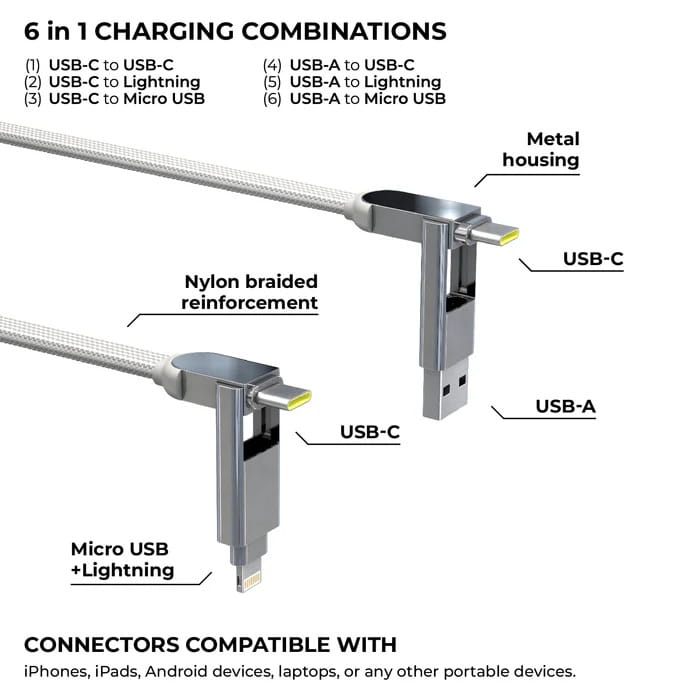 Kabel Rolling Square inCharge XL 30cm USB-C uniwersalny (biały)