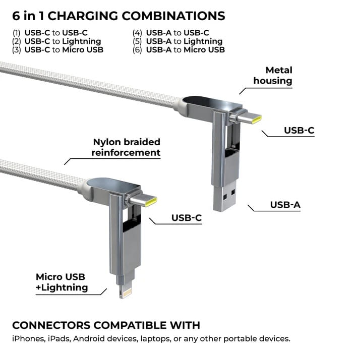 Kabel Rolling Square inCharge XL 3m USB-C uniwersalny (biały)