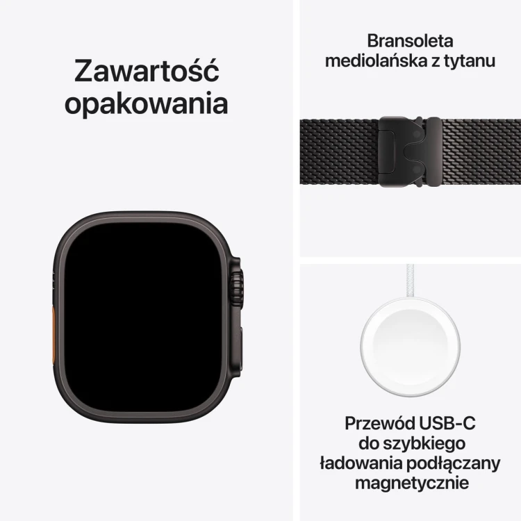 Apple Watch Ultra 2 GPS + Cellular 49mm Black Titanium with Tytan czarny Milanese Loop