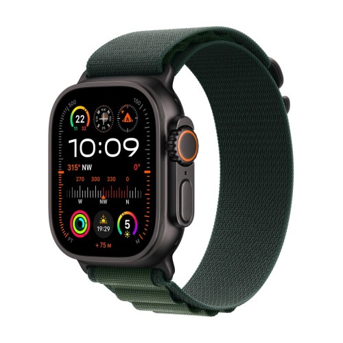 Apple Watch Ultra 2 GPS + Cellular 49mm Black Titanium with Dark Green Alpine Loop