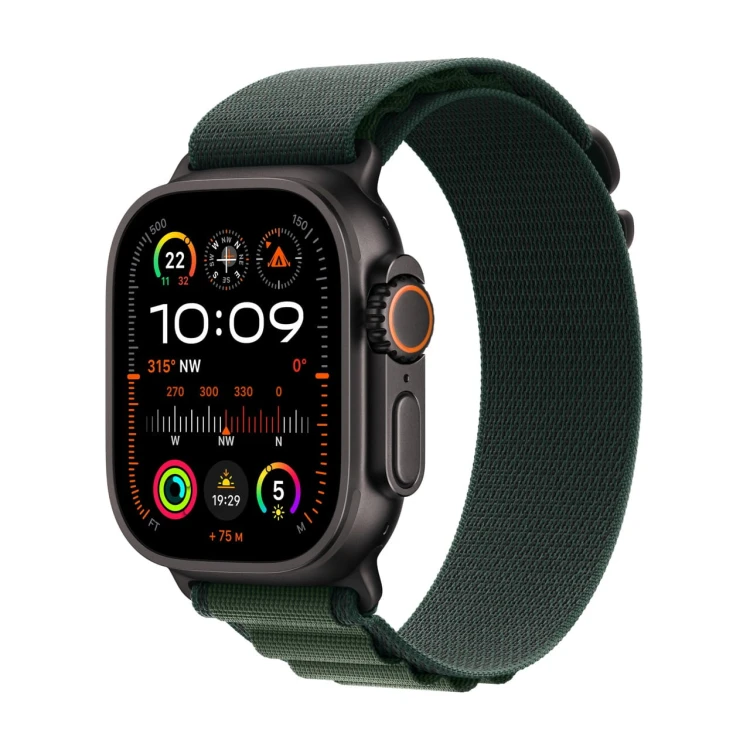 Apple Watch Ultra 2 GPS + Cellular 49mm Black Titanium with Dark Green Alpine Loop