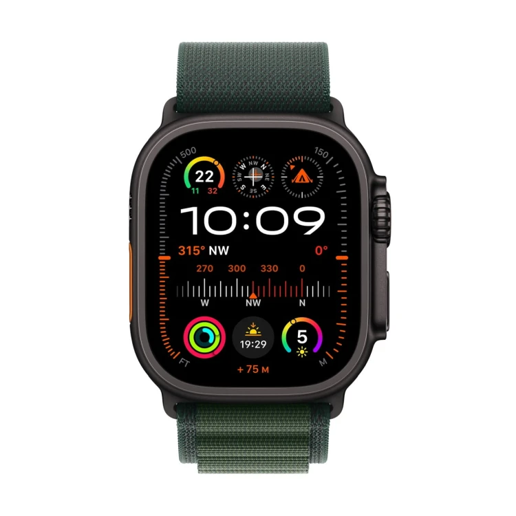 Apple Watch Ultra 2 GPS + Cellular 49mm Black Titanium with Dark Green Alpine Loop
