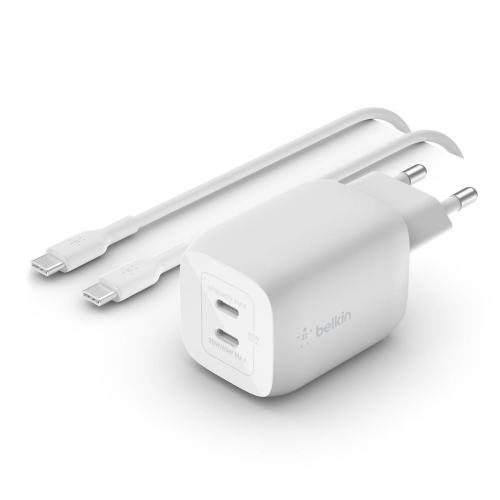 Zasilacz Belkin 2xUSB-C PD GaN 65W + kabel 2m