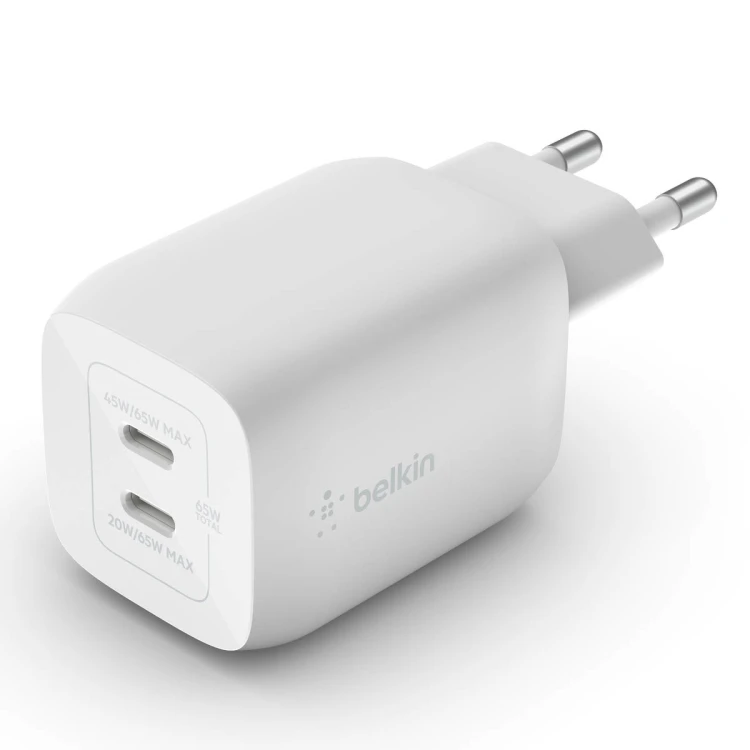 Zasilacz Belkin 2xUSB-C PD GaN 65W + kabel 2m