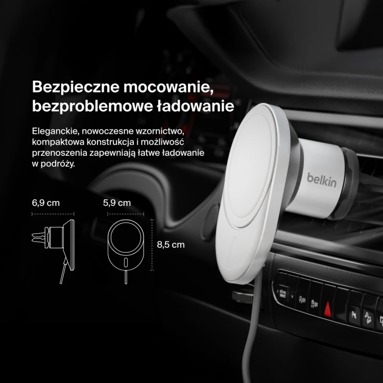 Ładowarka samochodowa magnetyczna Belkin Qi2.0 15W