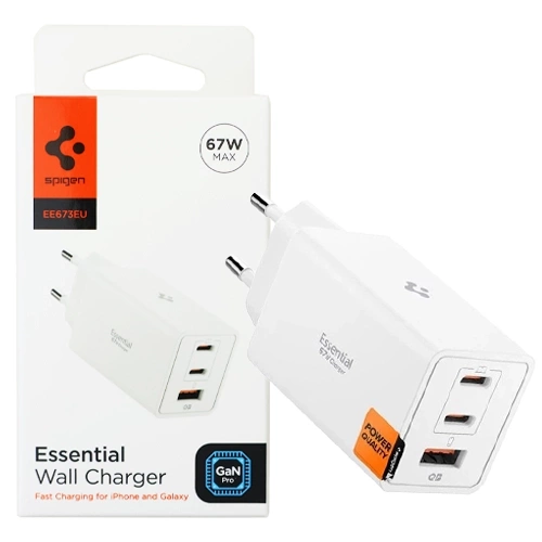 Spigen 2xUSB-C PD 1xUSB-A GaN 67W (biały)