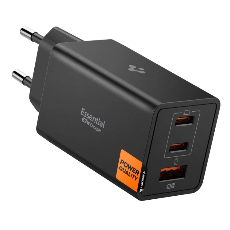 Spigen 2xUSB-C PD 1xUSB-A GaN 67W (czarny)