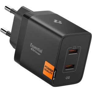 Zasilacz Spigen 2xUSB-C PD GaN 47W (czarny)