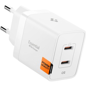 Zasilacz Spigen 2xUSB-C PD GaN 47W (biały)