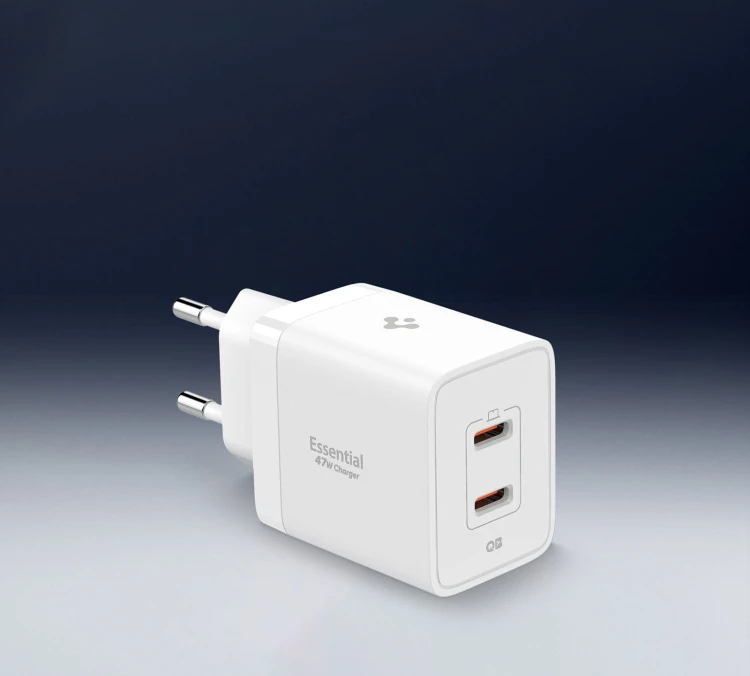 Spigen 2xUSB-C PD GaN 47W (biały)