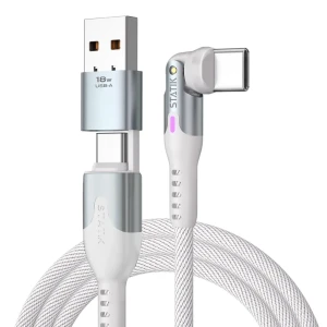 Statik PowerPivot Pro - kabel USB-C 1m w oplocie, adapter do USB-A w zestawie (biały)