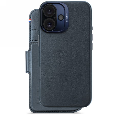 Etui DECODED Leather Detachable Wallet iPhone 16 (granatowy)