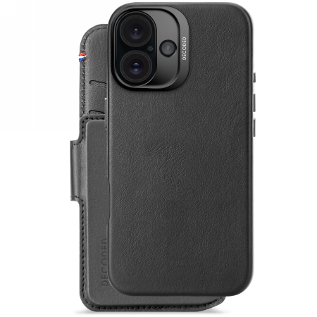 Etui DECODED Leather Detachable Wallet iPhone 16 (czarny)