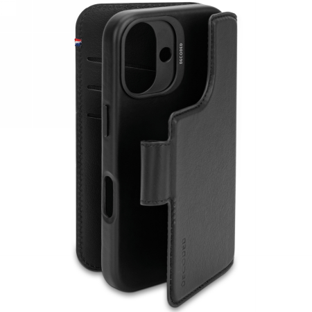 Etui DECODED Leather Detachable Wallet iPhone 16 (czarny)