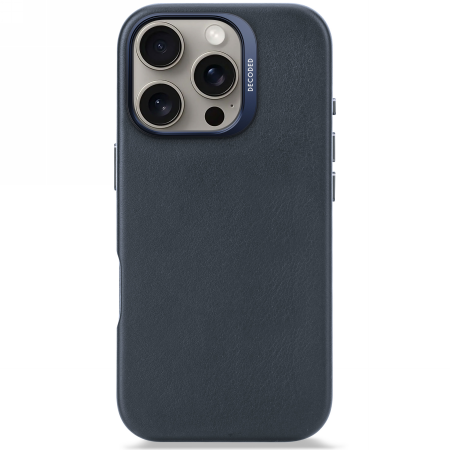 Etui Decoded Leather Backcover Magsafe iPhone 16 Pro (granatowy)