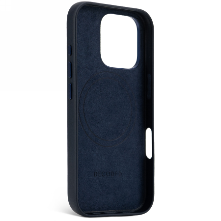 Etui Decoded Leather Backcover Magsafe iPhone 16 Pro (granatowy)