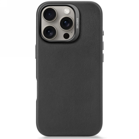 Etui Decoded Leather Backcover Magsafe iPhone 16 Pro (czarny)