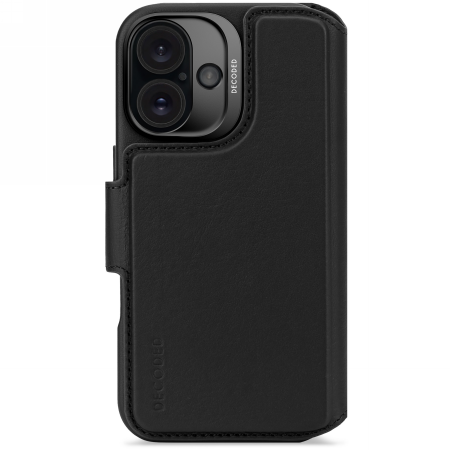 Etui DECODED Leather Detachable Wallet iPhone 16 (czarny)